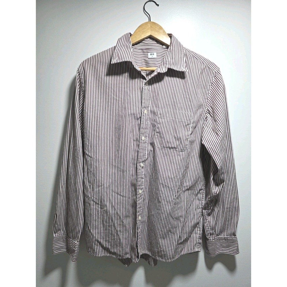Uniqlo Men Plaid Long Sleeve Button Up Shirt Size M Striped